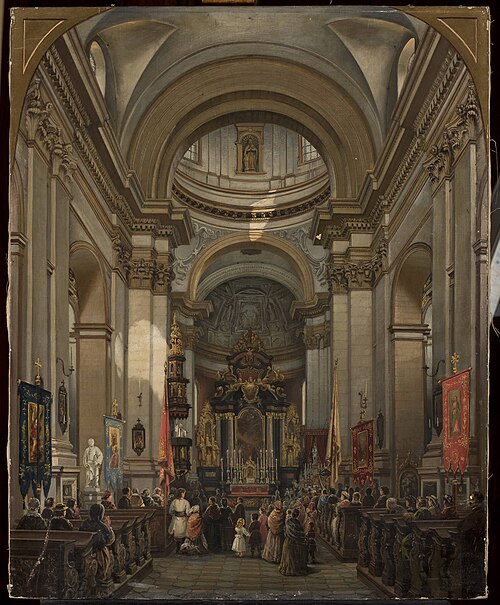 Interior of St. Peter’s church in Kraków, 1880, Saturnin Świerzyński