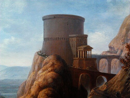 Paysage avec un bastion romain (détail)., 1835, Séverin Mielżyński