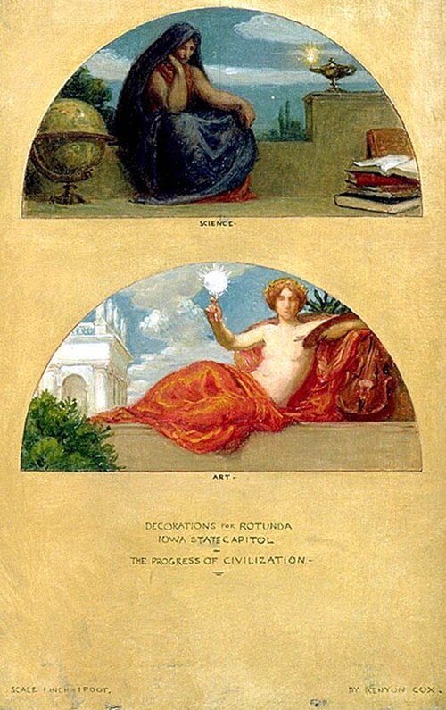 The Progress of Civilization: Science and Art (mural study, State Capitol, Des Moines, Iowa), 1905, Kenyon Cox