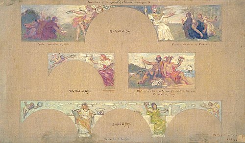 Sketches for a Decoration of a Private Library "B", 1894, Kenyon Cox