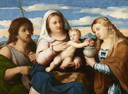 Madonna and Child with Saints, 1520, Palma le Vieux