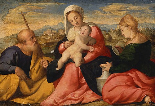 Madonna and Child with Sts Joseph and Magdalene, 1525, Palma le Vieux