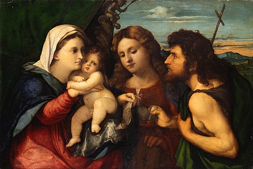 Maria mit dem Kind, Johannes dem Täufer und der heiligen Katharina, 1515, Palma Vecchio