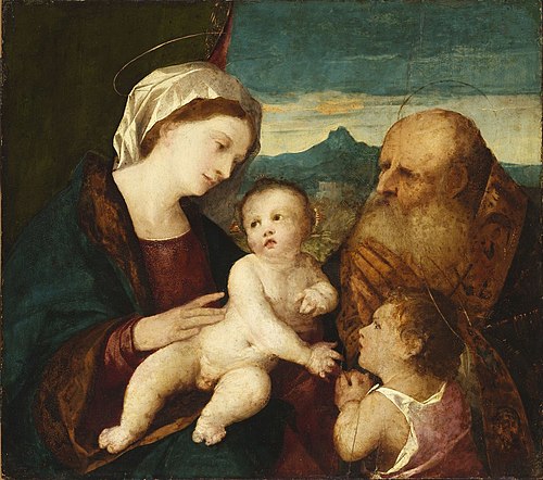 Madonna and Child with the Infant Saint John and a Bishop Saint, 1510, Palma Vecchio