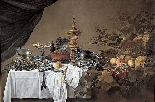 Still life of a richly laid table, 1650, Roelof Koets