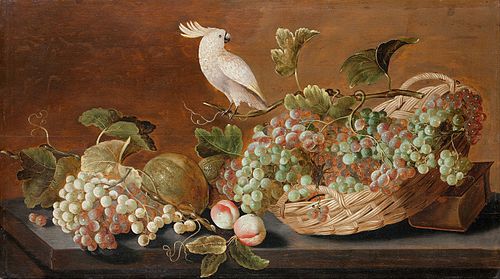 Still life with parrot, 1640, Roelof Koets