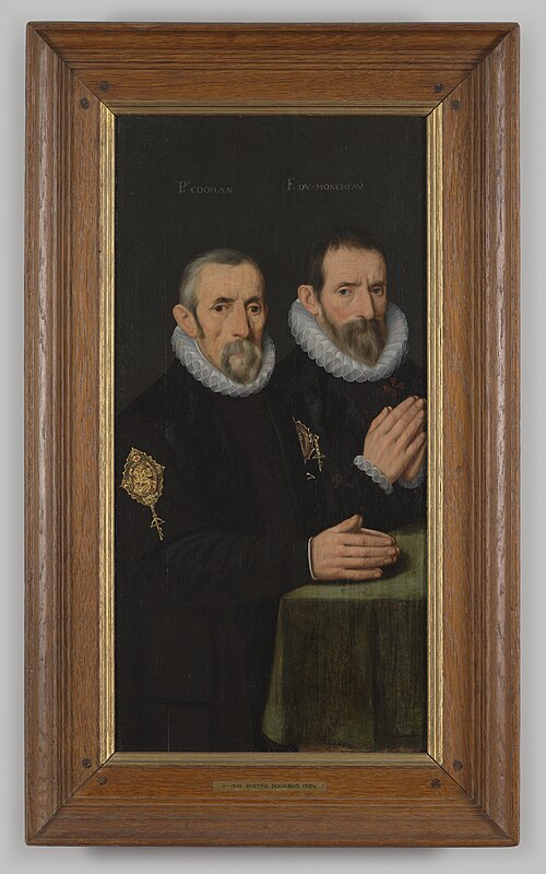 Portret "Twee oversten van een St. Joris schuttersgilde" op hout, toegeschreven aan P. Pourbus jr., , 1580, Frans Pourbus le Jeune