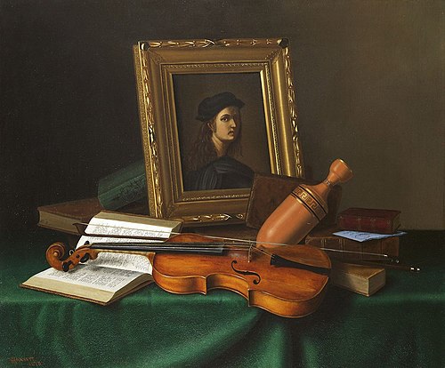 Still Life with Portrait by Raphael, 1878, William Harnett