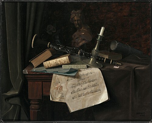 Still Life with Pewter Candlestick and Clarinet, 1886, William Harnett