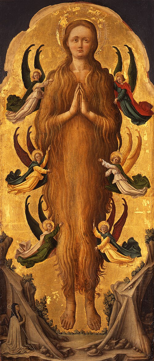 Saint Magdalene carried away by angels, 1457, Antonio Vivarini