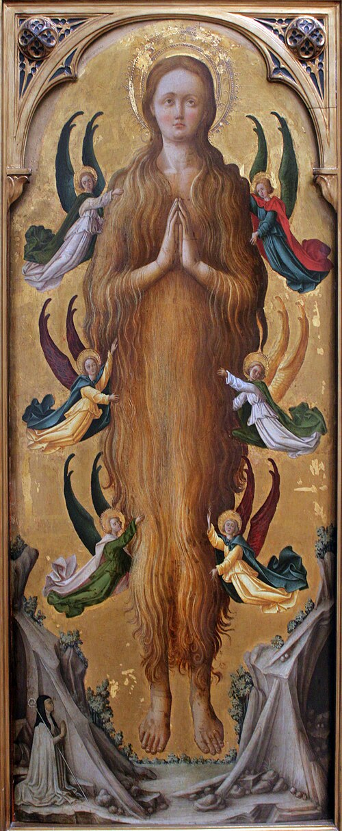 The holy Mary Magdalene, borne aloft by angels, 1476, Antonio Vivarini