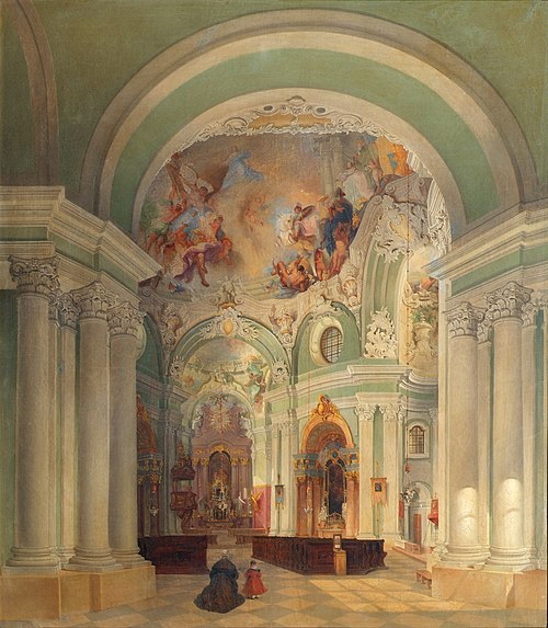 Das Innere der Piaristenkirche in Wien, 1842, Theodor Jachimowicz