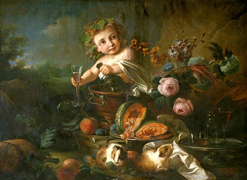 Jeune Bacchus et une nature morte., 1650, Teodor Lubieniecki