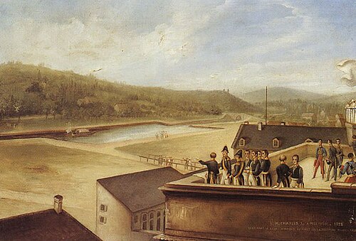 His Majesty Charles X in Mulhouse in 1828 examining the Canal Monsieur, 1828, Théodore Jung