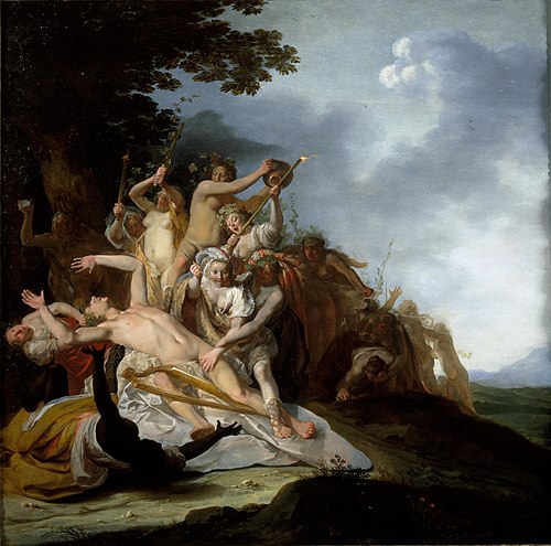 The death of Orpheus: he is torn to pieces by the Thracian women during a Bacchic orgy, 1630, Nicolaus Knüpfer