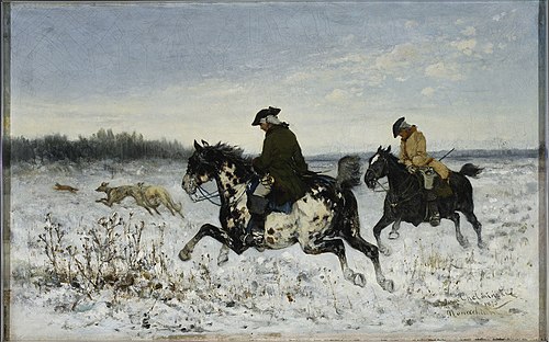 Hunting with greyhounds, 1875, Jan Chełmiński