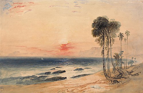 A Tropical Coast, Sunset, 1845, John Martin
