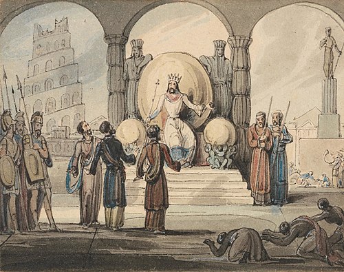 Shadrach, Meshack and Abed-Nego before Nebuchadnezzar, , John Martin