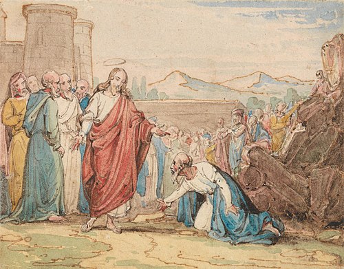 An Elderly Man Petitioning Christ, , John Martin