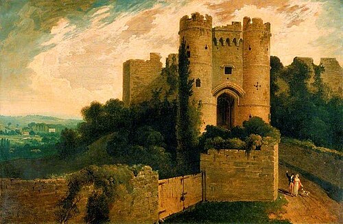 View of the Entrance of Carisbrooke Castle, Isle of Wight, 1815, John Martin