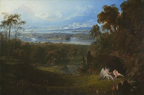 Adam and Eve Entertaining the Angel Raphael, 1823, John Martin