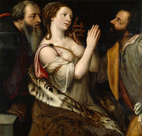 Susanna en de ouderlingen (Daniël 13: 20-22), 1553, Michiel Coxcie