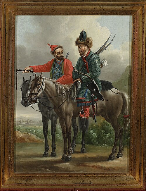 Two Kalmyk horsemen, 1820, Aleksander Orłowski
