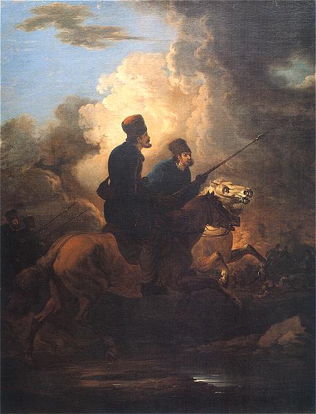 Two Cossacks on horseback., 1818, Aleksander Orłowski