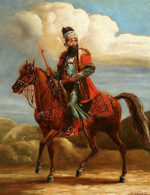Persian dignitary on horseback (Oriental horseman)., 1811, Aleksander Orłowski