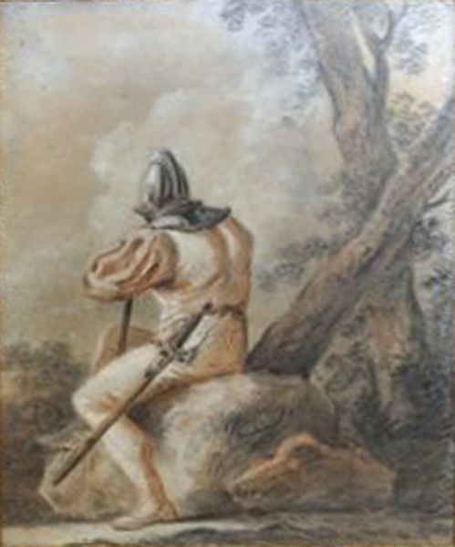 Siedzący żołnierz, 1830, Aleksander Orłowski