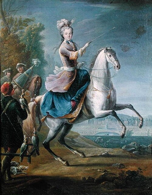 Portrait de Marie Leczinska devant le château de Fontainebleau, 1725, Jean-Baptiste Martin