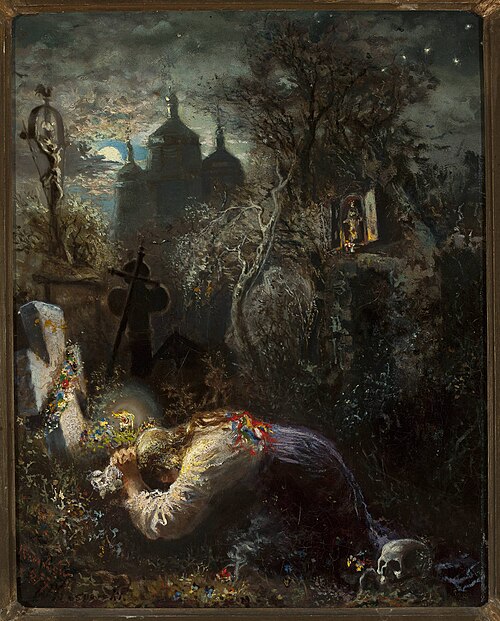 At the grave of an insurgent, 1877, Władysław Rossowski