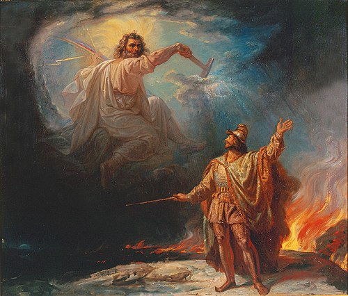 Lemminkäinen on a Lake of Fire, 1867, Robert Wilhelm Ekman