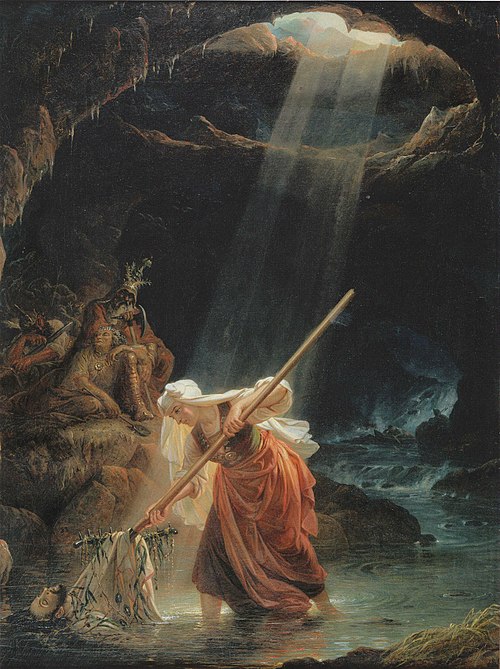 Lemminkäinen's Mother at Tuonela, 1862, Robert Wilhelm Ekman