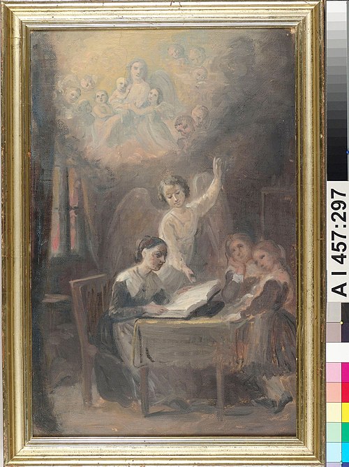 Sketch for the Group Portrait of  the Haeggström Sisters, 1862, Robert Wilhelm Ekman