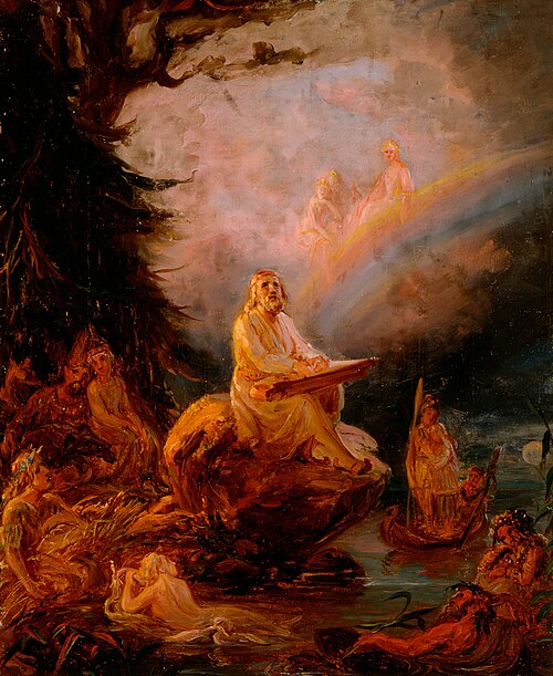 Väinämöinen Playing the Kantele, sketch, , Robert Wilhelm Ekman