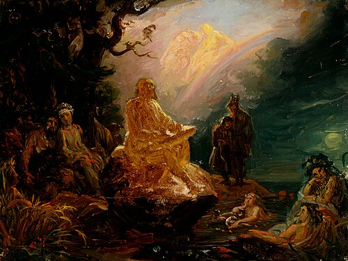 Wäinämöinen spelande kantele, skiss, , Robert Wilhelm Ekman