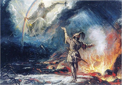 Lemminkäinen at the Fiery Lake, sketch, 1867, Robert Wilhelm Ekman