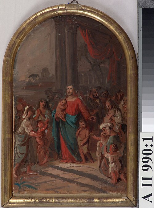 Låten barnen komma till mig, skiss till Nikolaikyrkan, men placerades i Gamla Kyrkan i Helsingfors, 1846, Robert Wilhelm Ekman