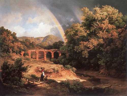 Paysage italien avec viaduc et arc-en-ciel, 1838, Károly Markó