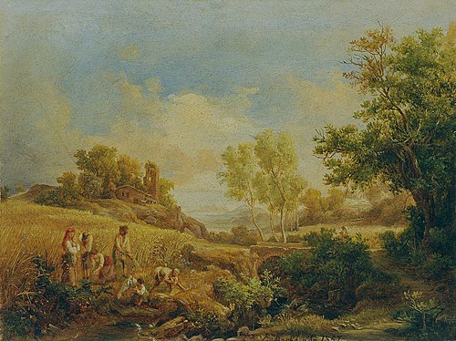 Landschaft mit Heuernte, 1857, Károly Markó