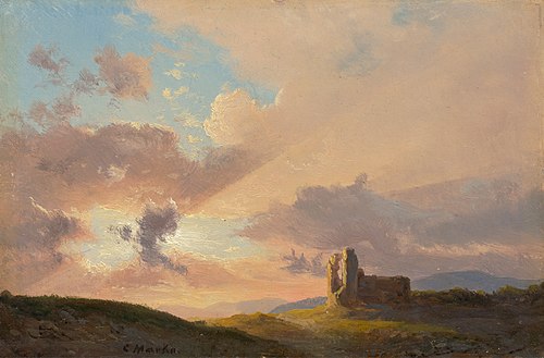 The Ruins at Sunset, 1835, Károly Markó