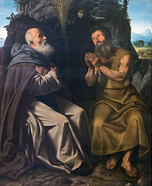 Anthony the Great and Paul of Thebes, 1515, Giovanni Girolamo Savoldo
