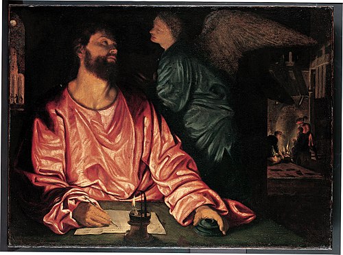 Saint Matthew and the Angel, 1530, Giovanni Girolamo Savoldo