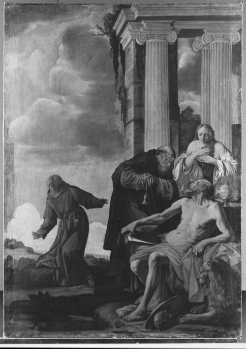Die hll. Hieronymus, Maria Magdalena, Antonius und Franziskus (Kopie nach), 1600, Carlo Saraceni