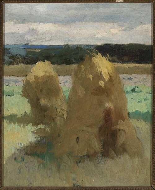 Rye sheaves in the field, study for the triptych “Bread”, 1908, Zdzisław Jasiński