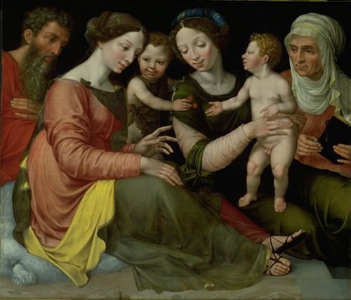 The Holy Family with the Infant St John, St Elizabeth and St Anna, 1550, Vincent Sellaer