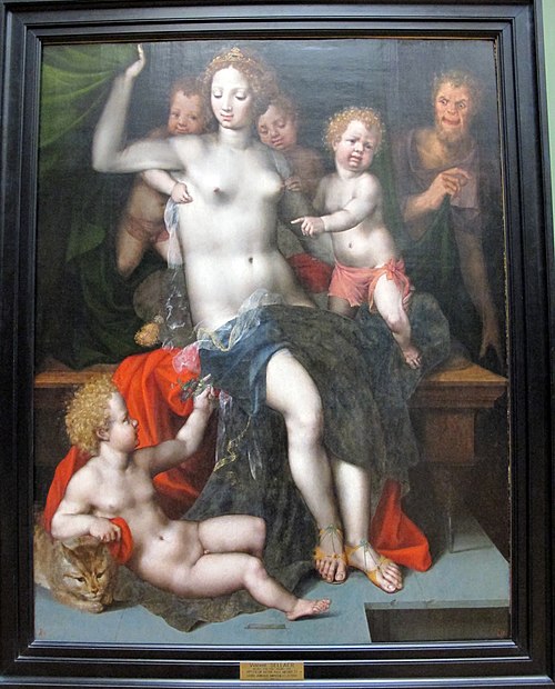 Jupiter en satyre avec Antiope et leurs jumeaux Amphion et Zéthus, 1550, Vincent Sellaer