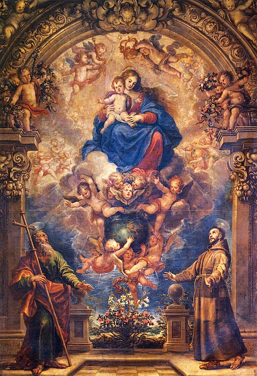 La Virgen con el Niño, san Felipe y san Francisco, , Francisco Rizi