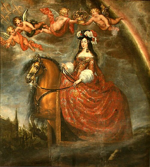 Retrato ecuestre de la reina María Luisa de Orleans, 1679, Francisco Rizi